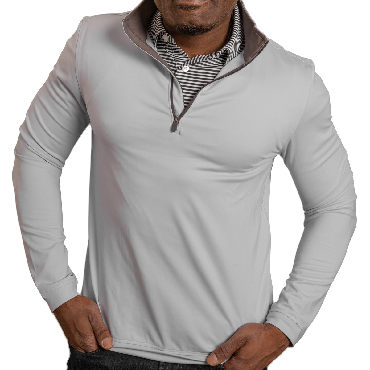Performance Quarter Zip - Light Grey