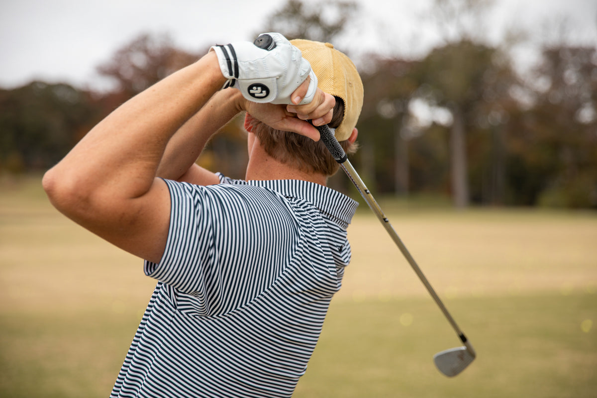 Performance Polo - Navy and White Stripe