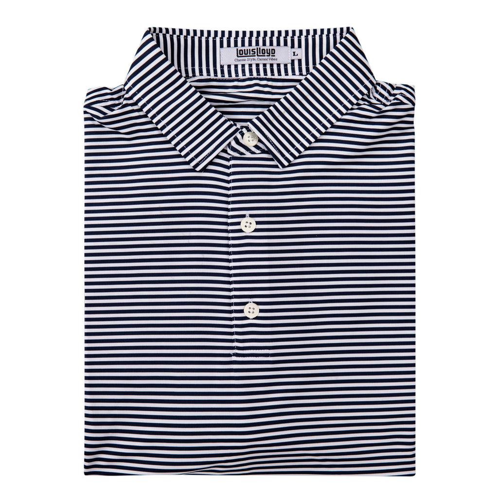 Performance Polo - Navy and White Stripe