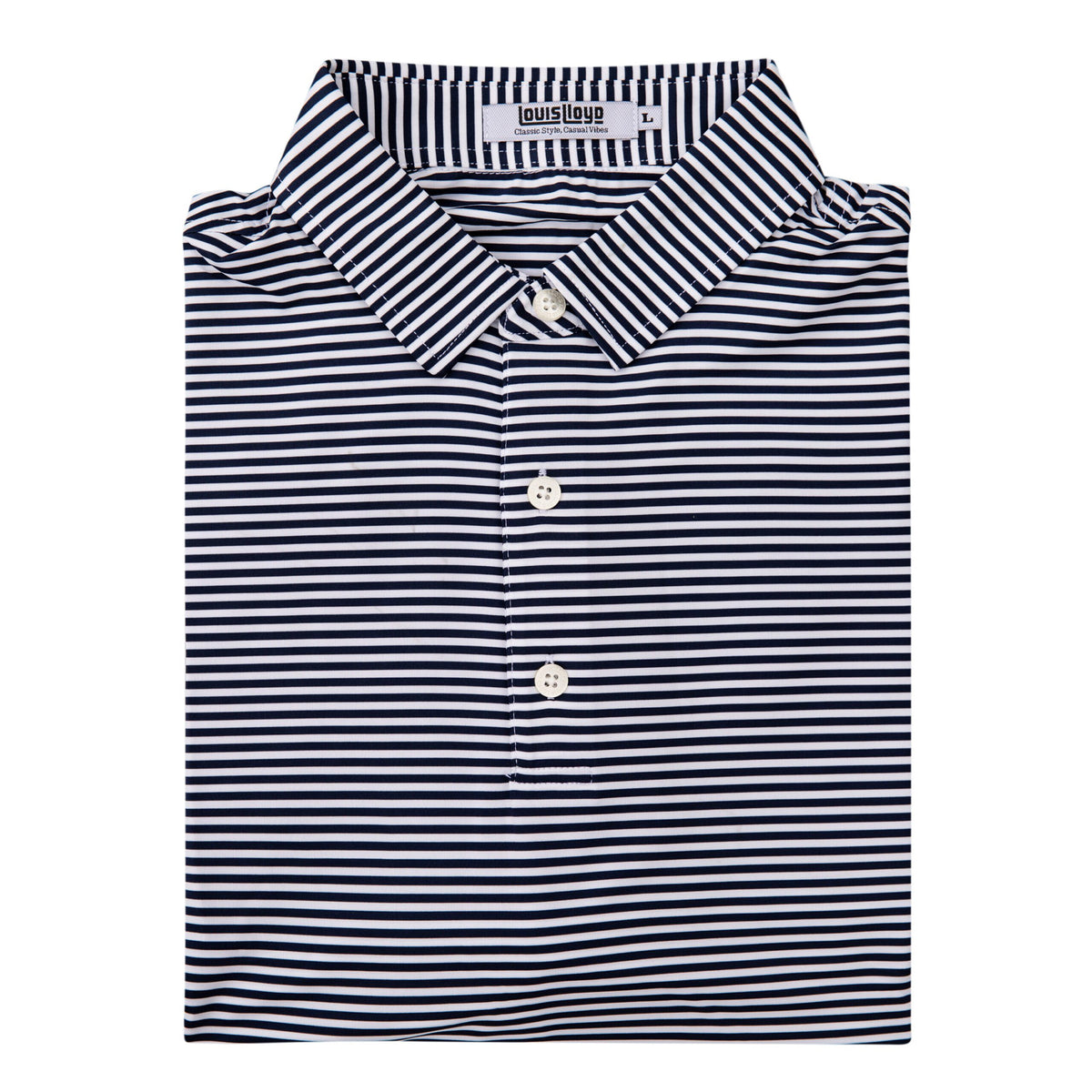 Performance Polo - Navy and White Stripe