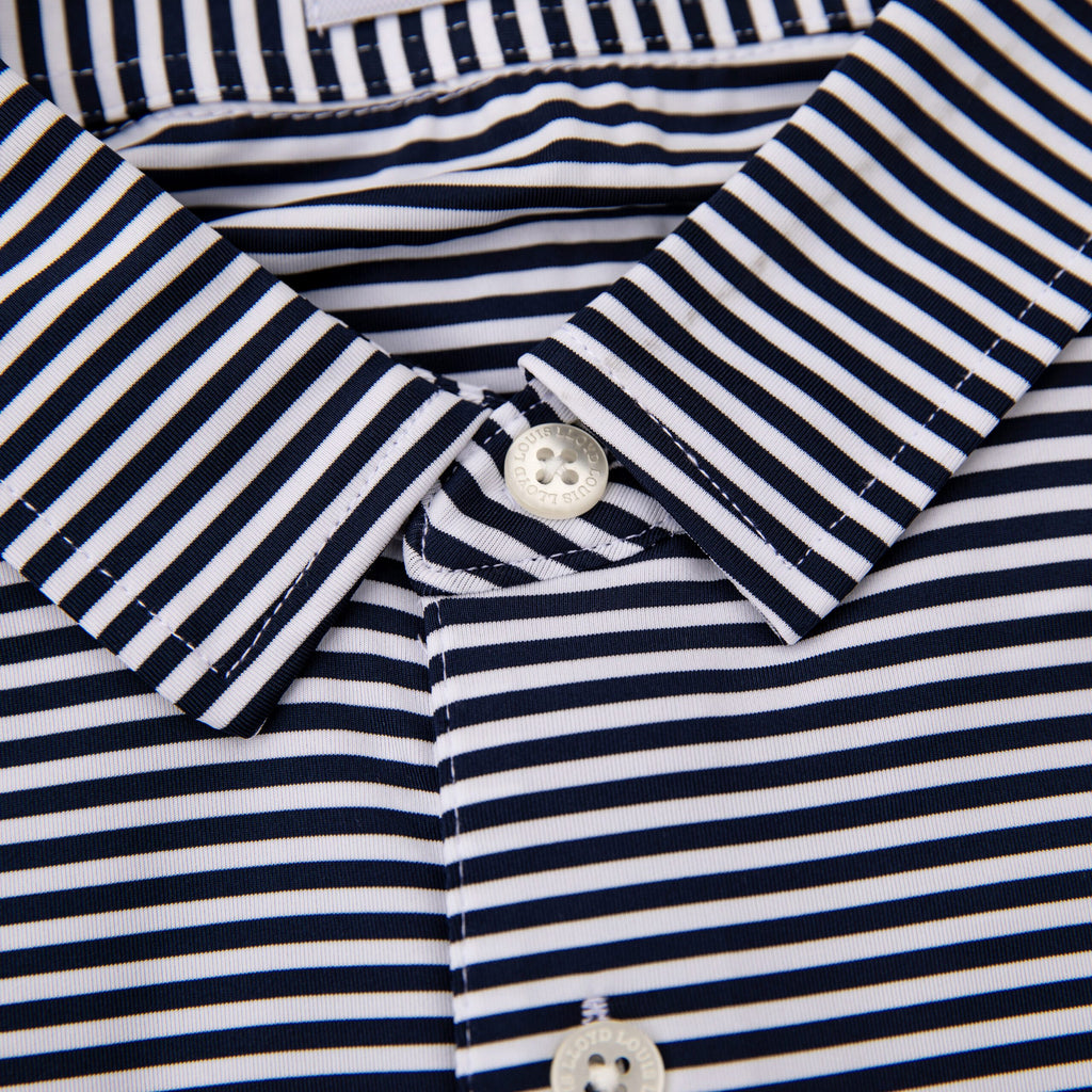Performance Polo - Navy and White Stripe