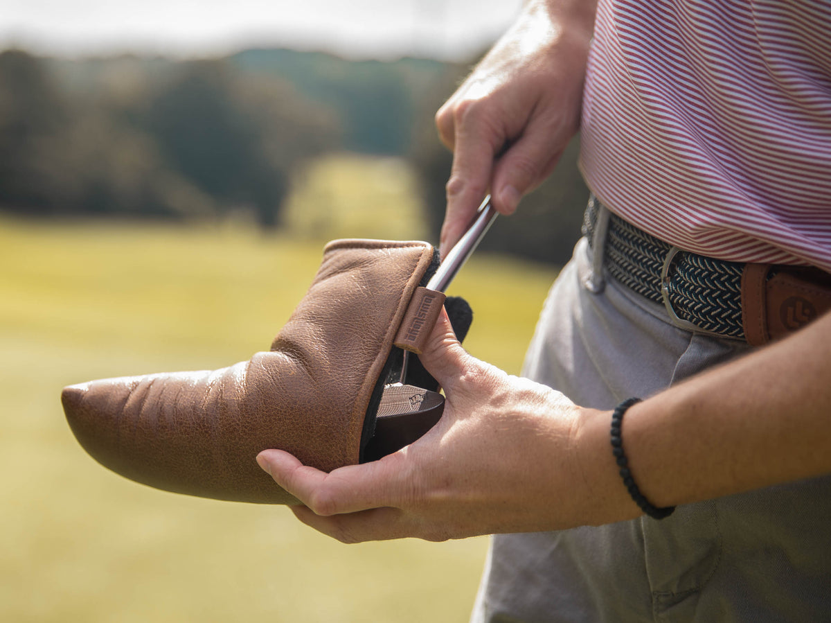 Leather Blade Putter Cover - Brown Pebbled