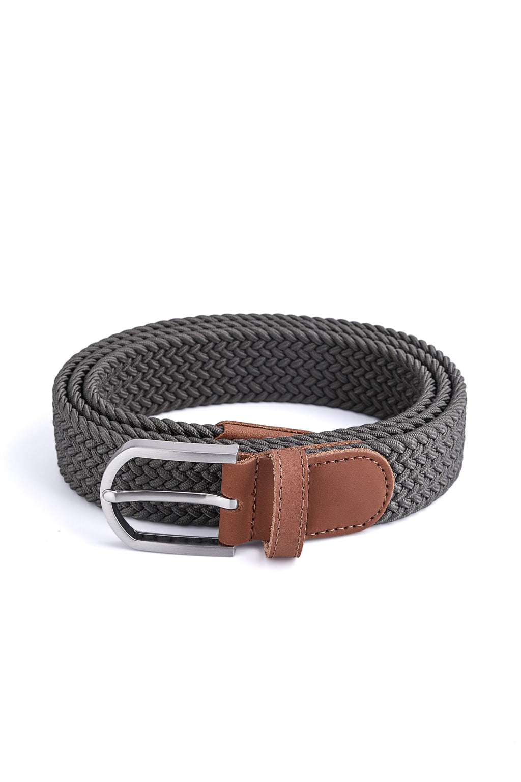 Stretchy Belt - Elastic Woven Fabric - Grey
