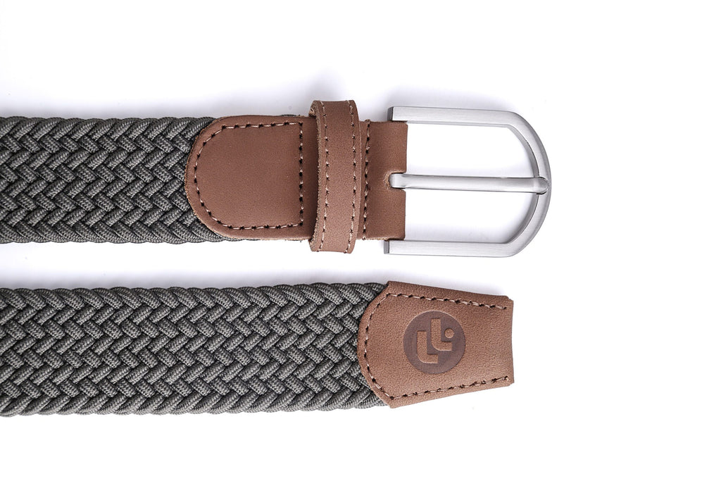 Stretchy Belt - Elastic Woven Fabric - Grey