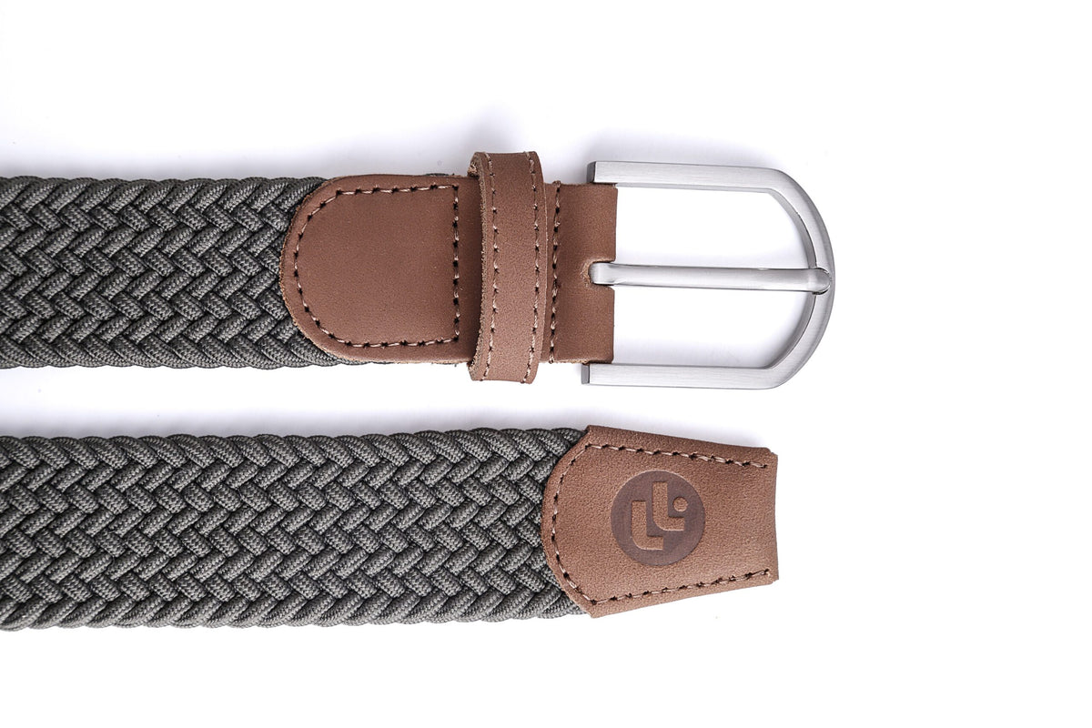 Stretchy Belt - Elastic Woven Fabric - Grey