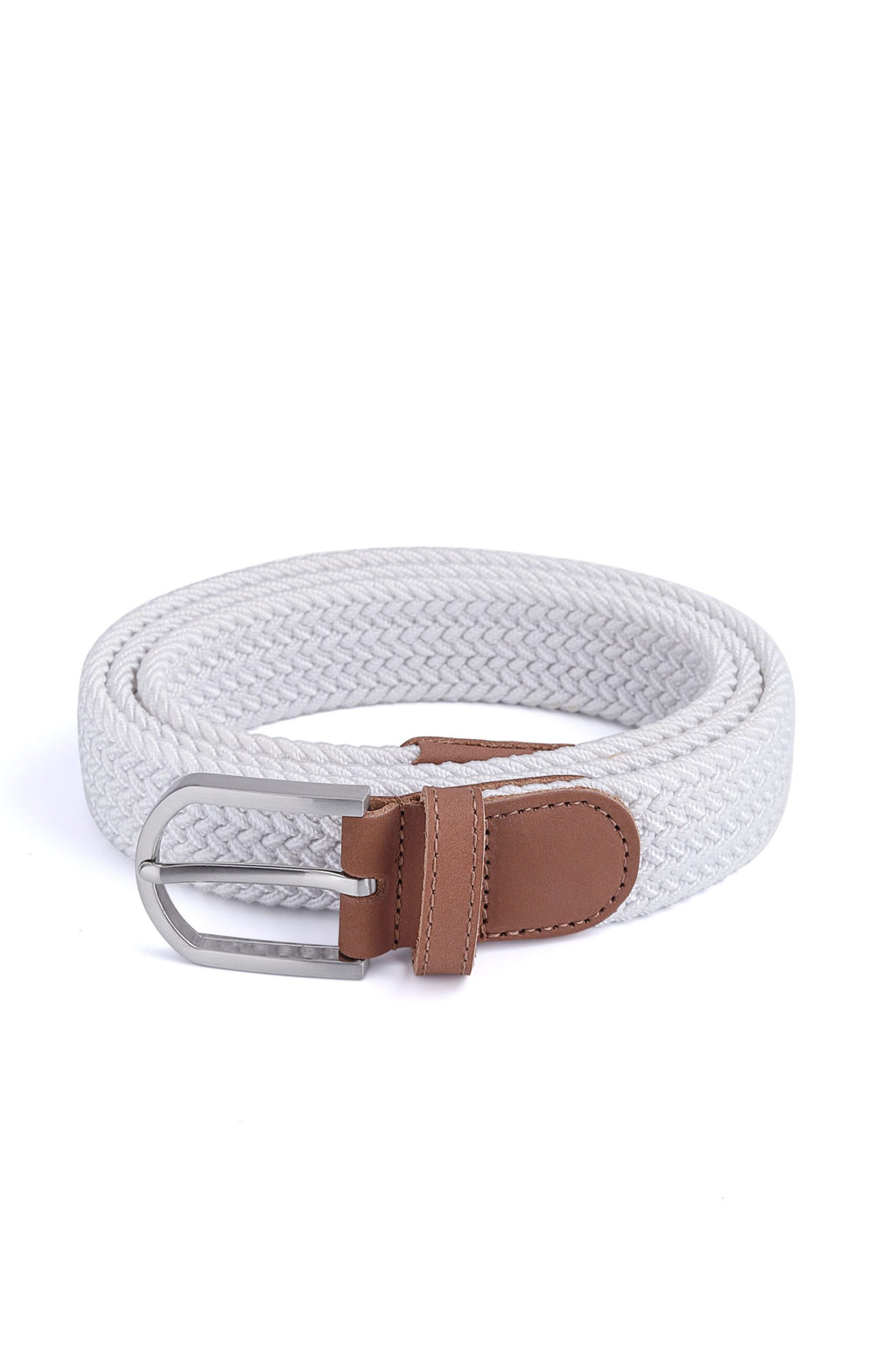 Stretchy Belt - Elastic Woven Fabric - Cloudy White