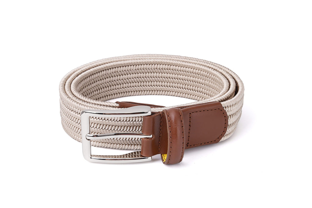 Stretchy Belt - Elastic Woven Rayon - Beige