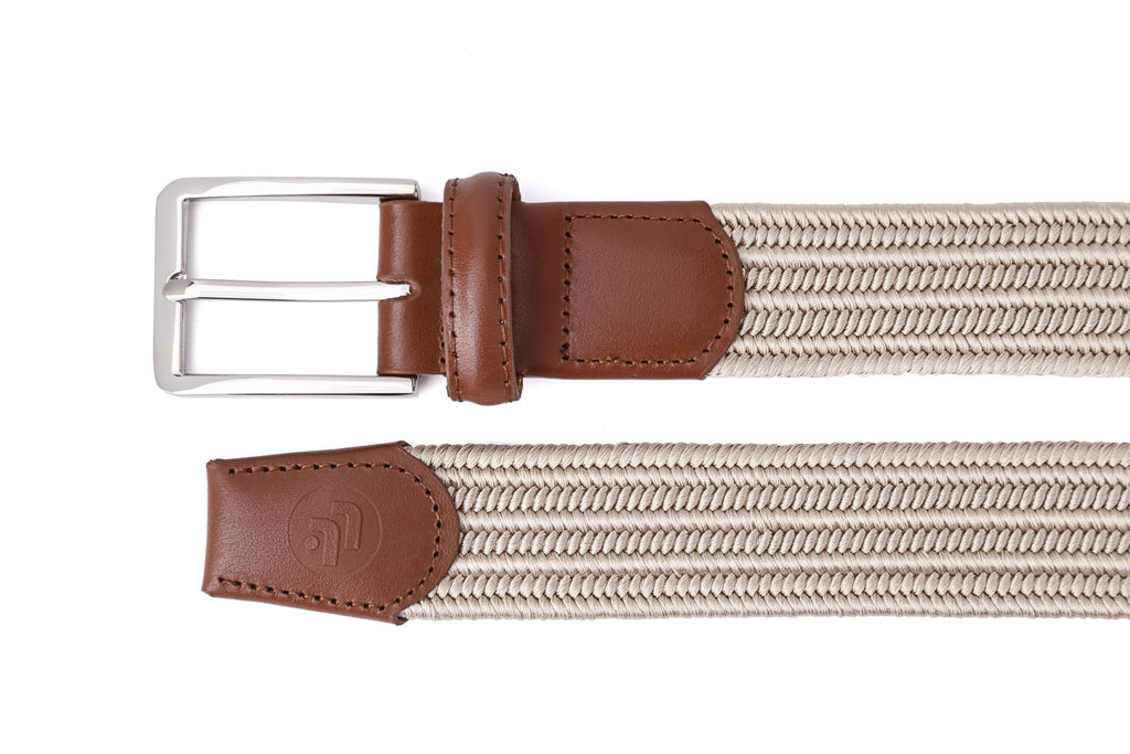 Stretchy Belt - Elastic Woven Rayon - Beige