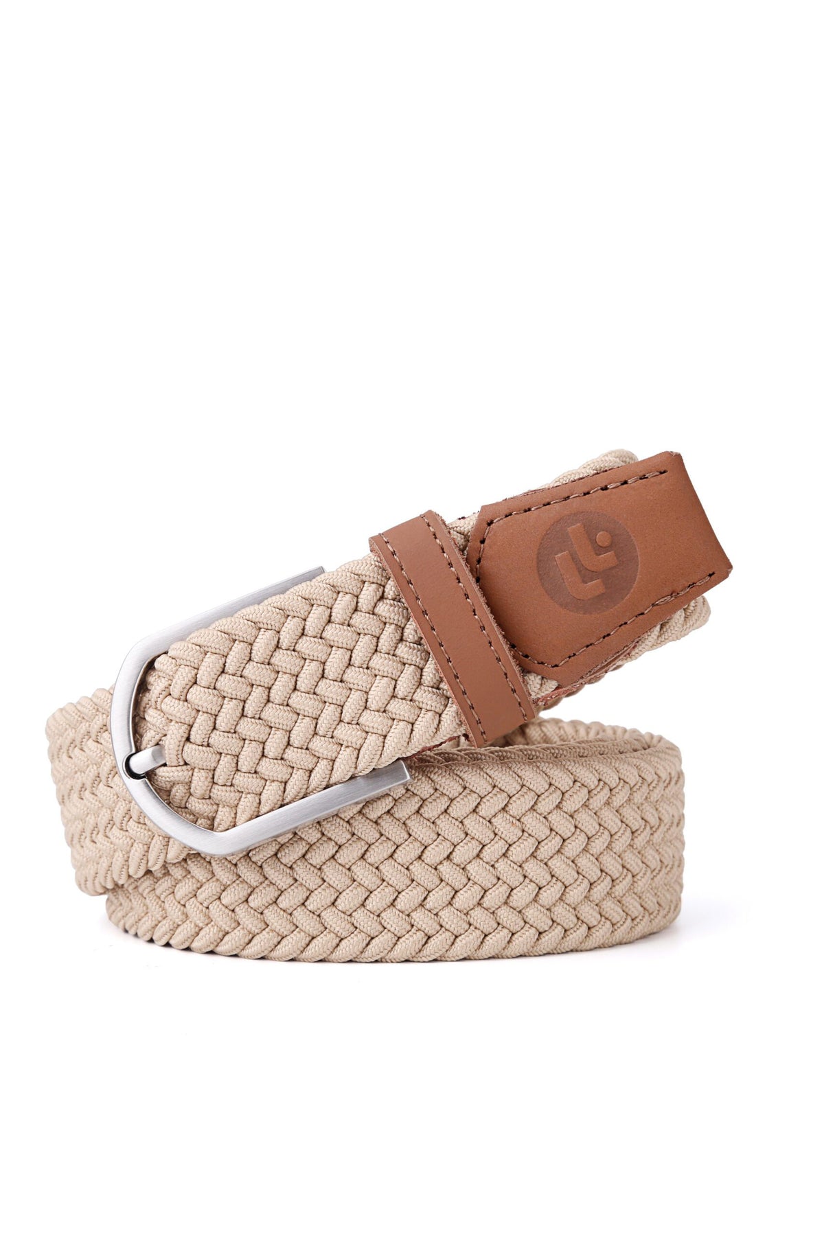 Stretchy Belt - Elastic Woven Fabric - Beige