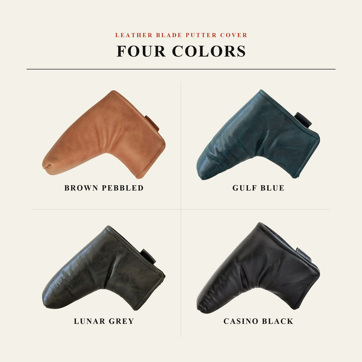 Leather Putter Cover shown in all four colors